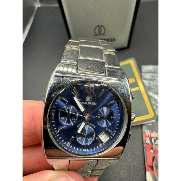 Margi Chronograph Watch Blue Dial 6241 All Stainless Steel Water Resistant 5 ATM main image 9
